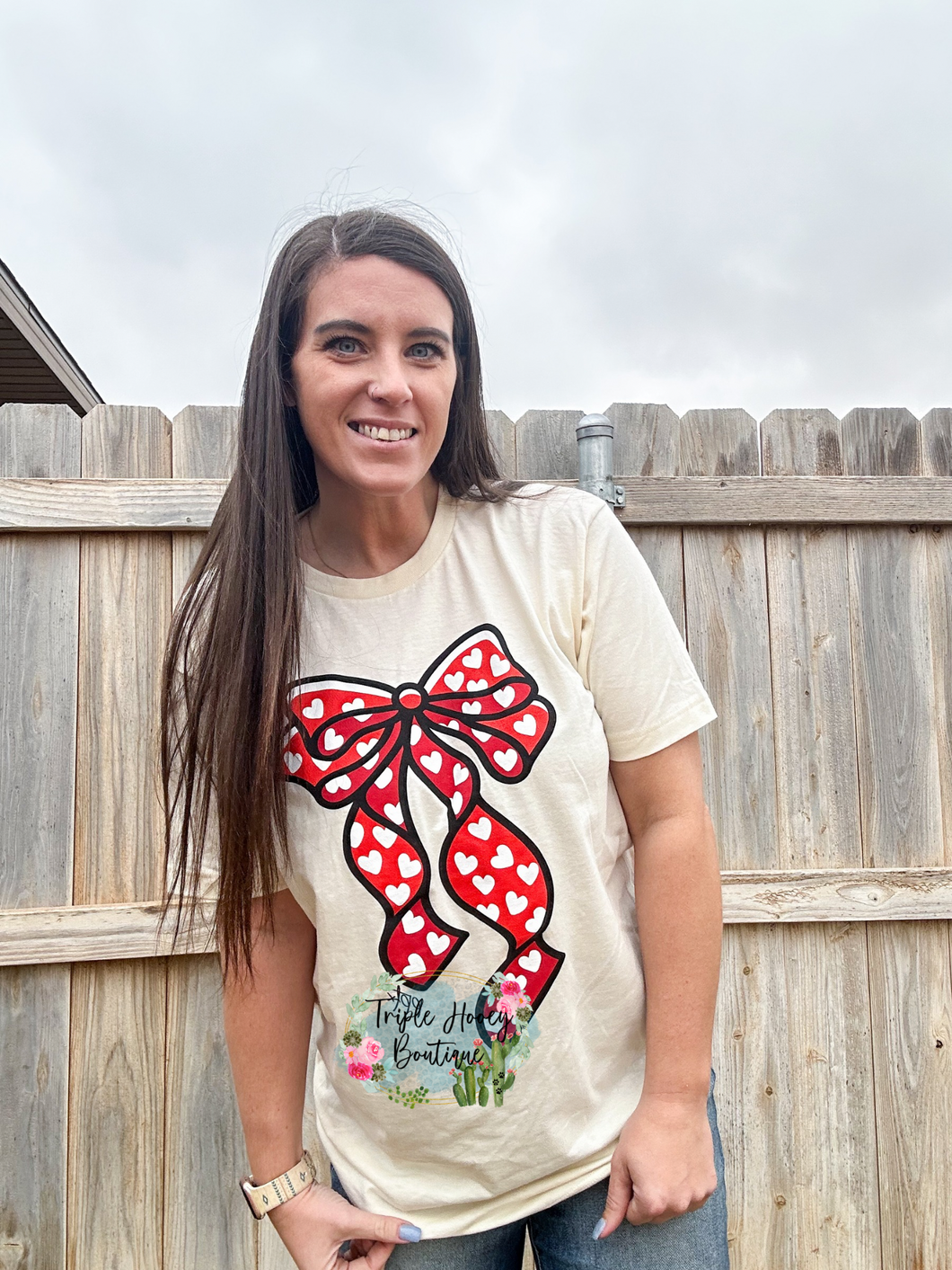 Big heart bow tee